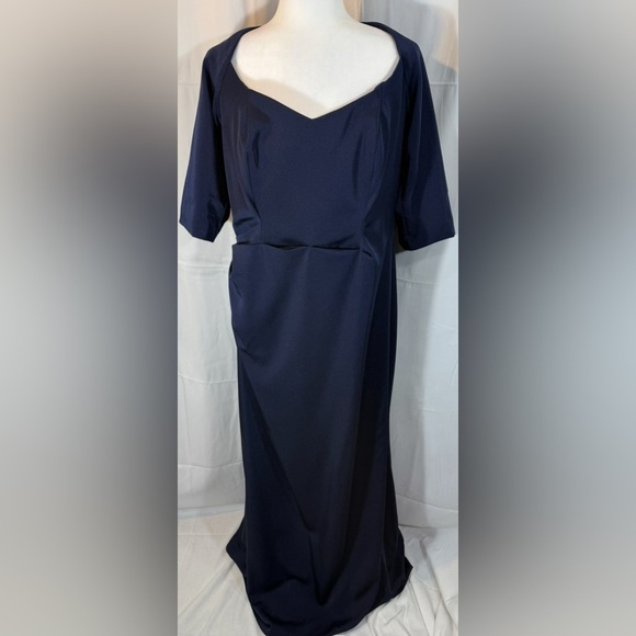 La Femme Navy Blue Sheath Gown Short Sleeve Size 14 - Picture 3 of 9